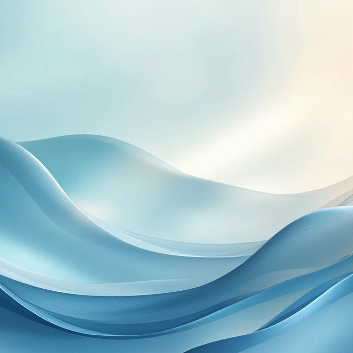 AEMBR abstract blue waves background, soft gradient design, clean and serene home aesthetic
