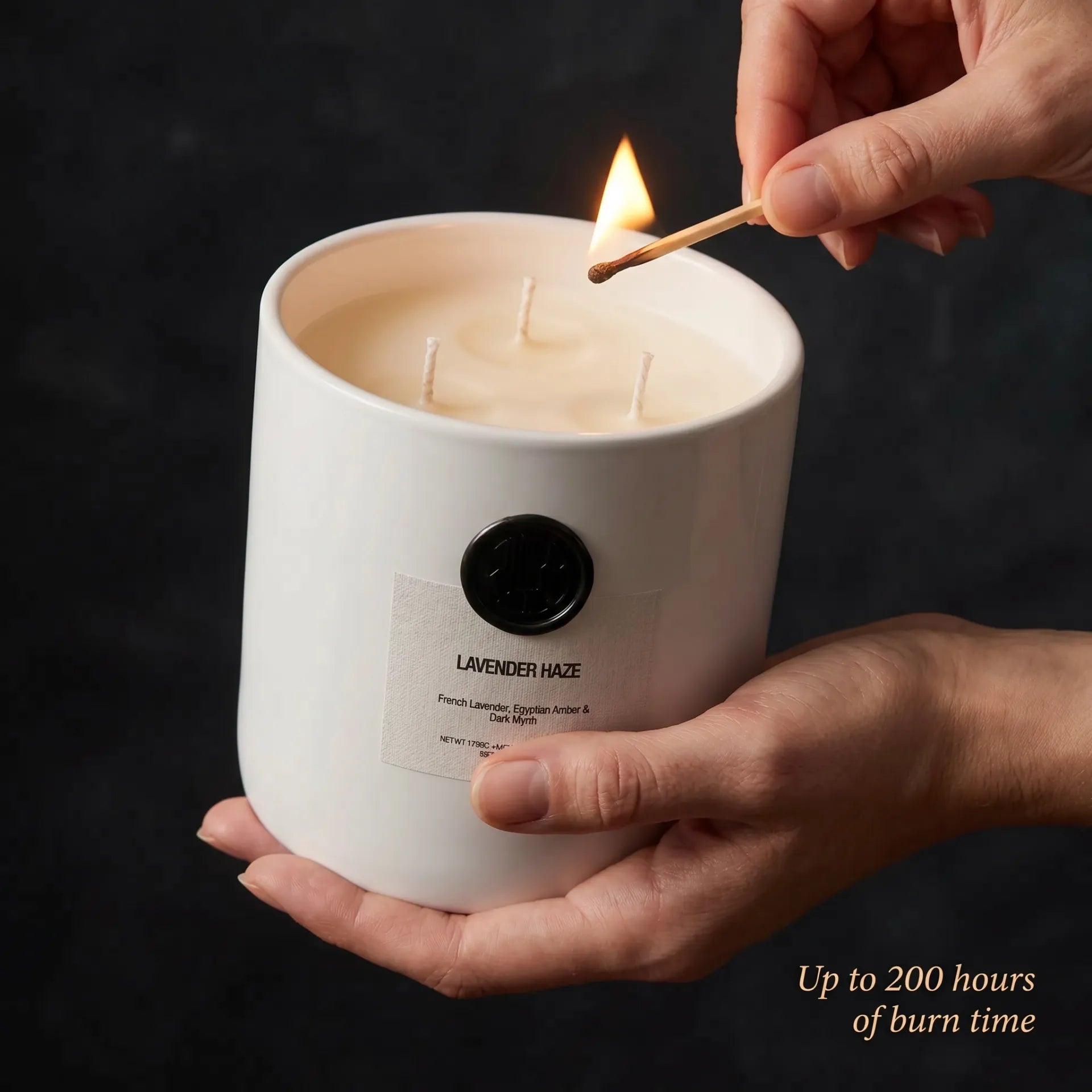 AEMBR The Viking Lavender Haze candle with a frosted glass jar and lavender-colored wax, perfect for relaxing ambiance.