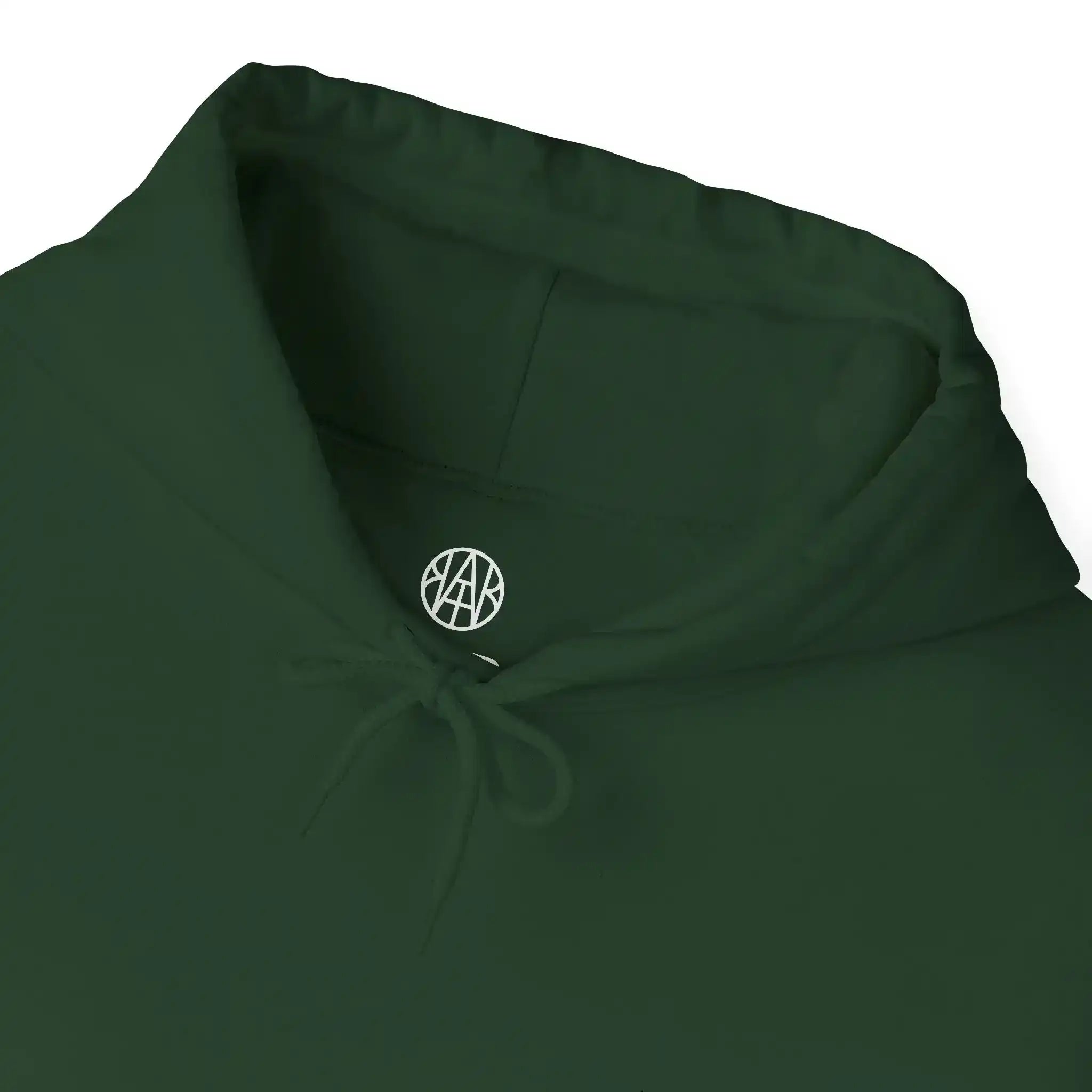 AEMBR dark green hoodie with drawstring and logo on the inner collar