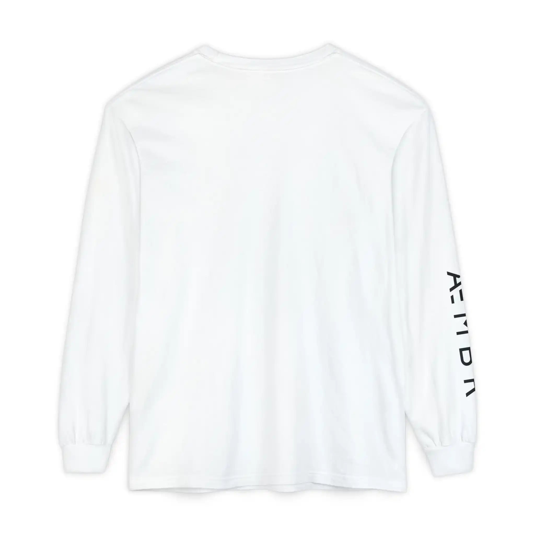 AEMBR white long sleeve shirt with logo printed on the right sleeve