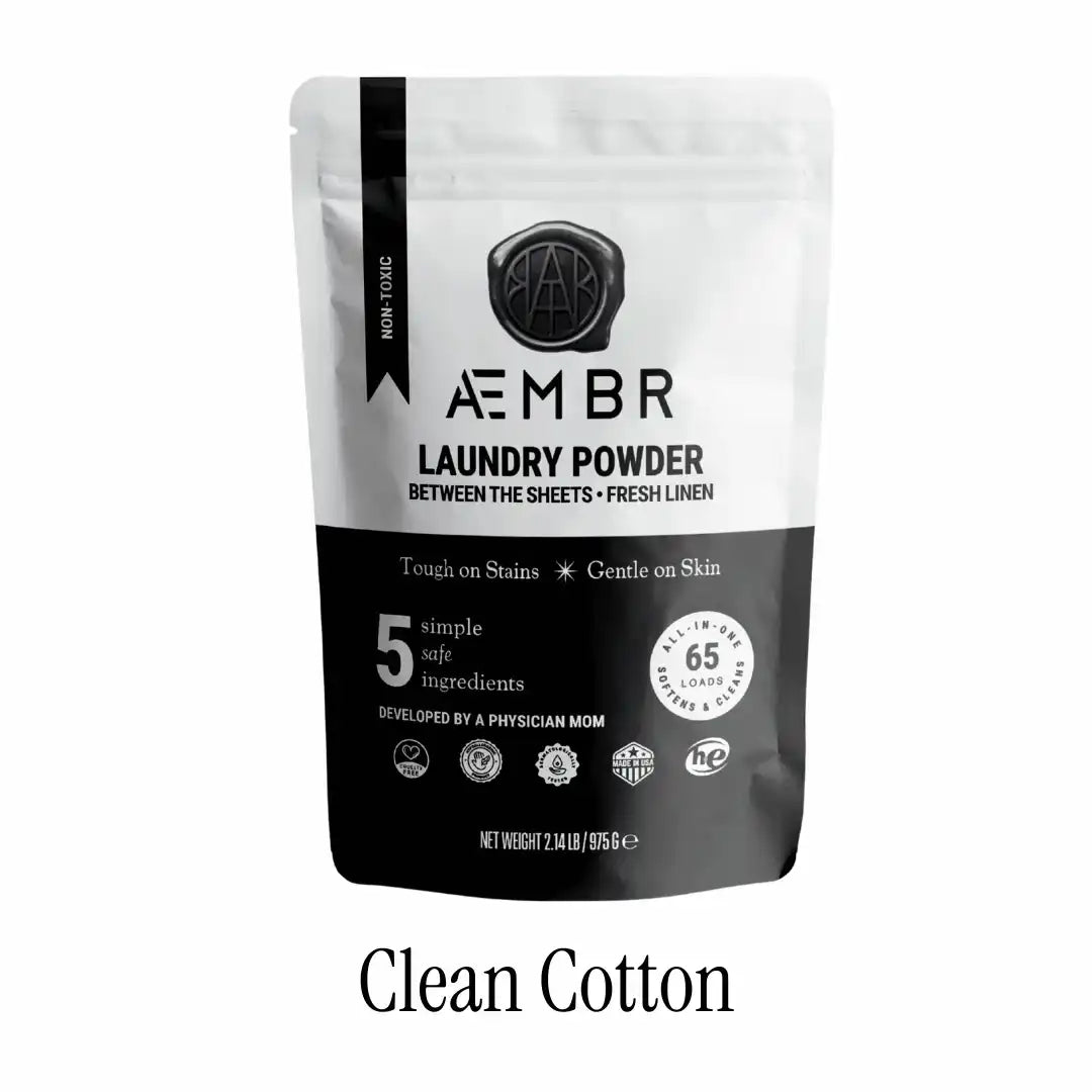 AEMBR non-toxic laundry powder bag, Between the Sheets scent, clean cotton variant