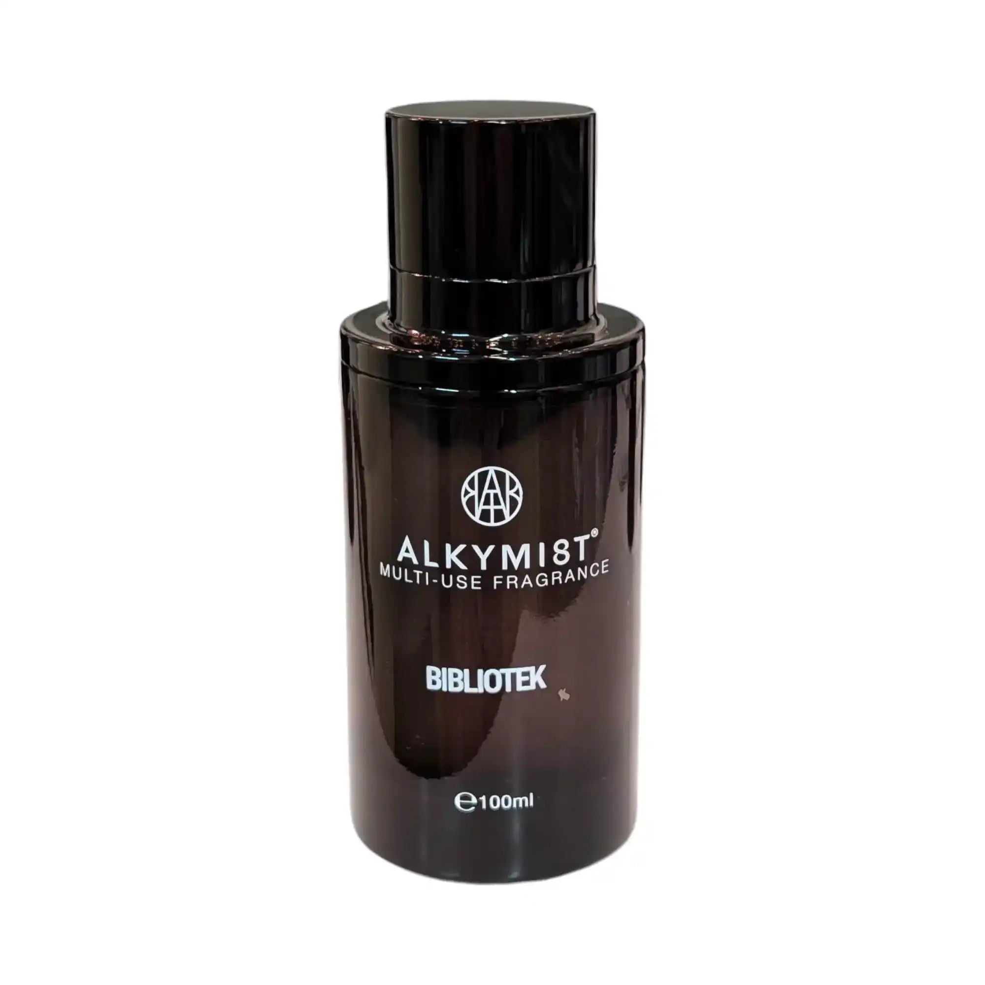 Black bottle labeled ALKYMI8T multi-use fragrance for home, non-toxic scent, 100ml