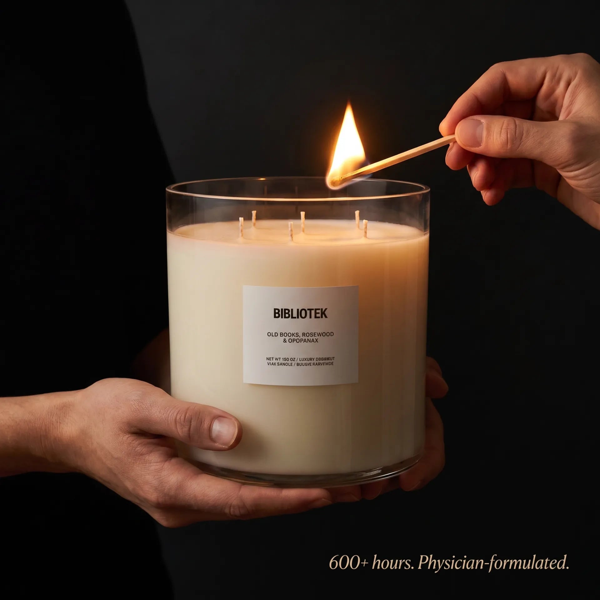 AEMBR Valkyrie Bibliotek candle featuring a sleek black design and intricate Valkyrie-inspired detailing.