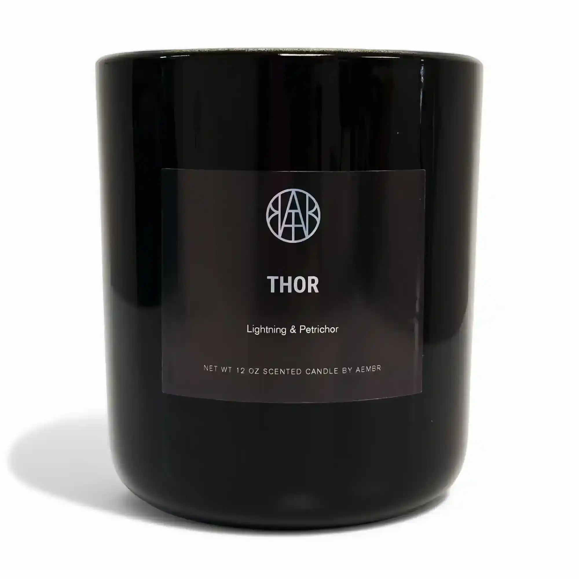 AEMBR Thor Candle with a black wax finish and intricate Thor-themed design, perfect for decorative or ambient lighting.