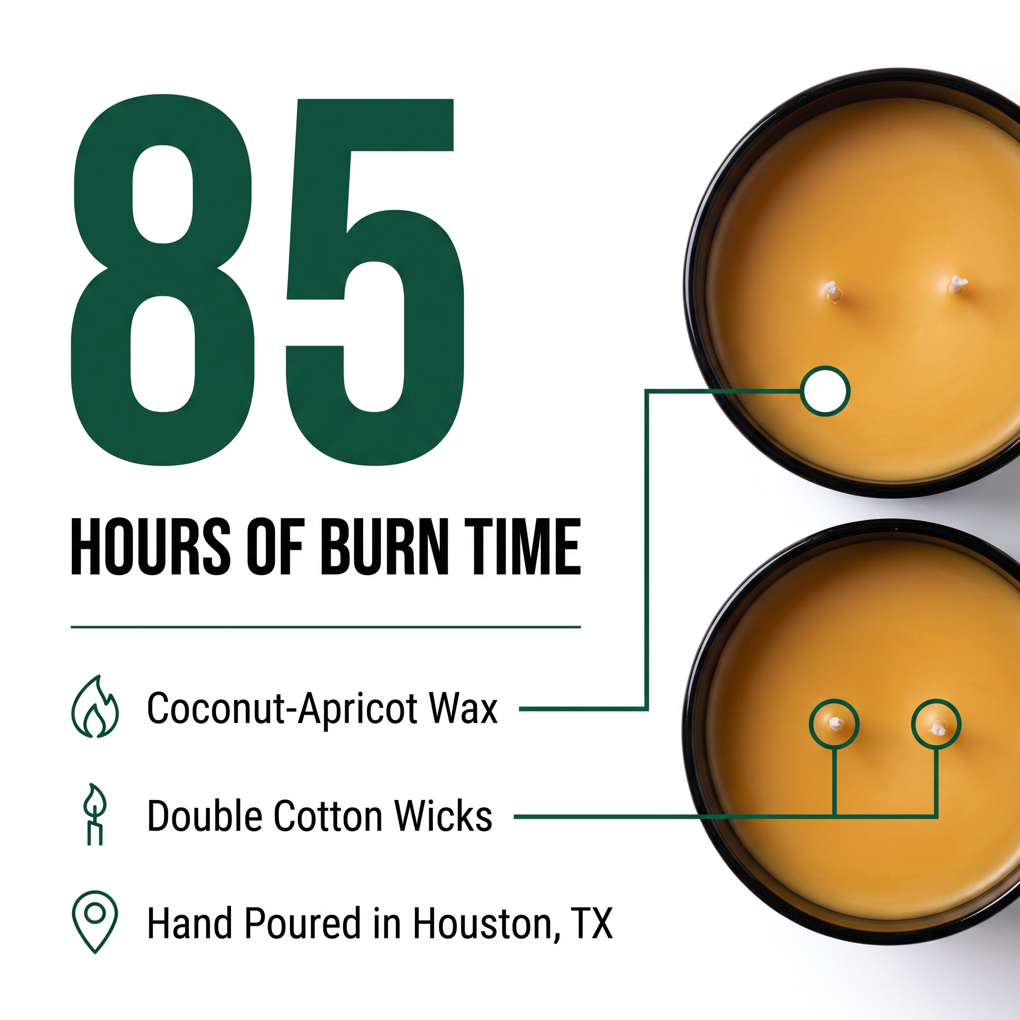 Father's Day Candle Set — 85 Hours Burn Time — Overhead view — Cotton Wicks Coconut-Apricot Wax Hand Poured in Texas