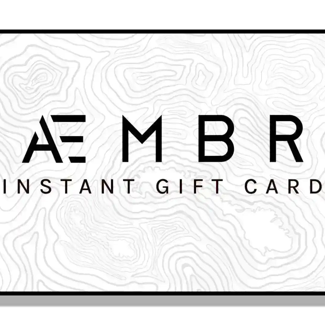 AEMBR E-Gift Card displayed with a sleek design, available in $25 value, perfect for gifting through digital delivery.