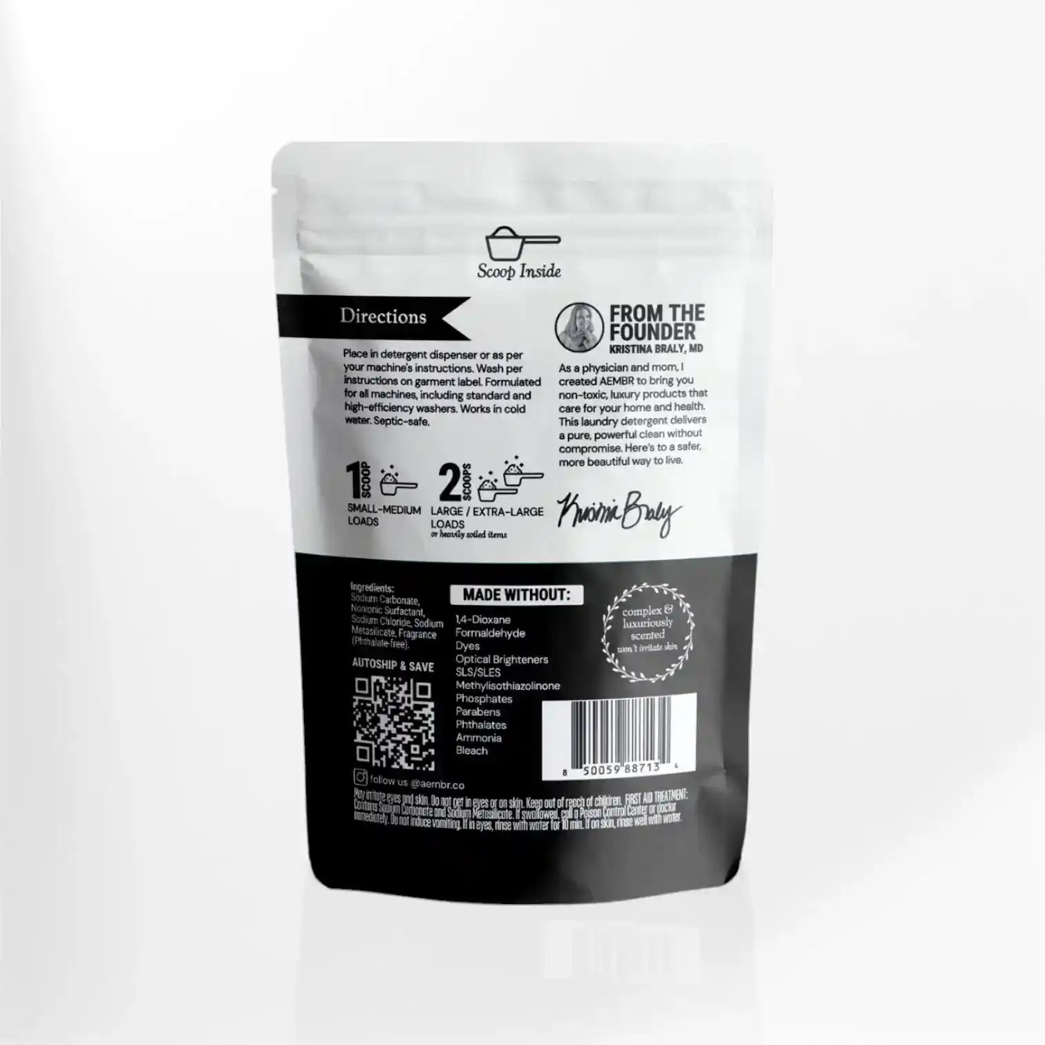 AEMBR laundry detergent powder bundle with scented sampler pack, showing multiple detergent boxes and scent options.