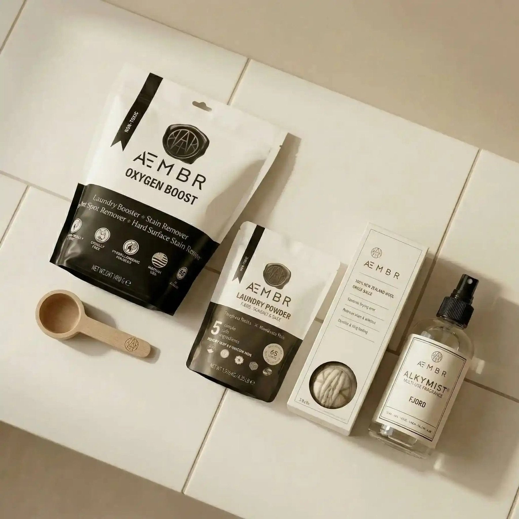 Ultimate Laundry Kit (Detergent, Scoop, Oxygen Boost, Dryer Balls + Linen Spray) - AEMBR - Clean Non - Toxic Luxury Goods
