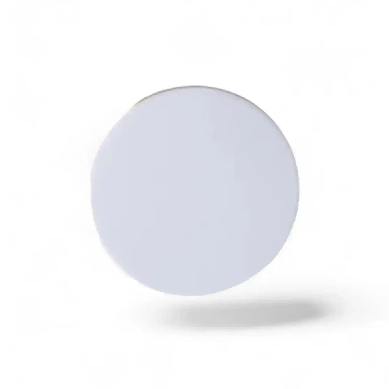 Glossy white Deluxe Candle Lid by AEMBR, showcasing an elegant, iridescent white finish on a decorative lid for candles.