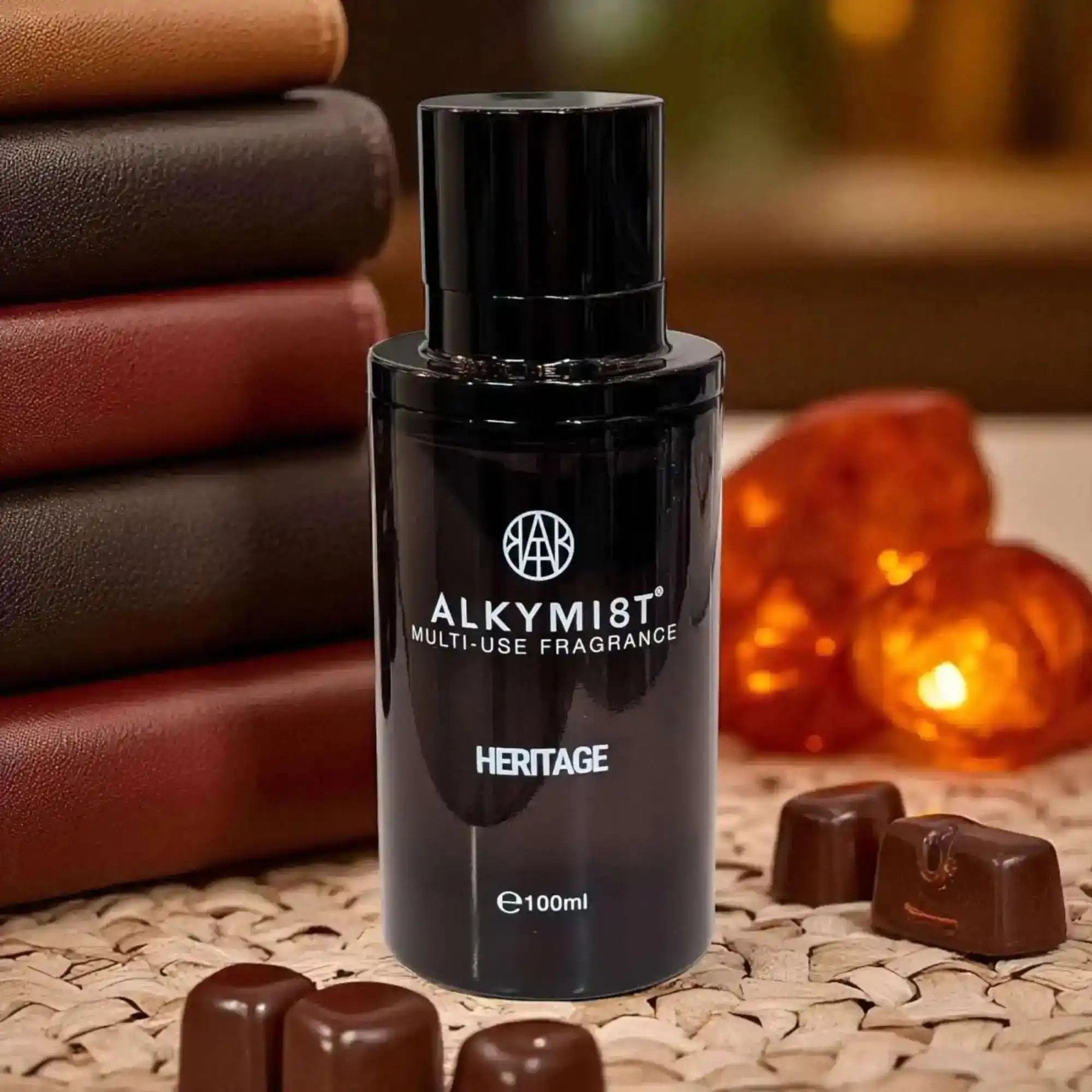AEMBR ALKYMIST Luxe Heritage multi-use fragrance bottle with elegant packaging and a sleek design.