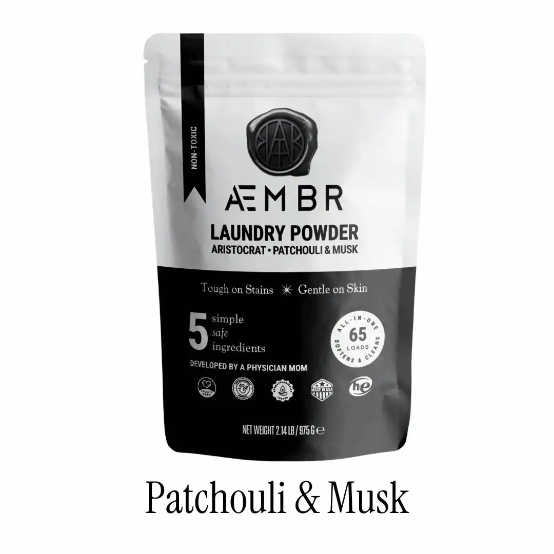 AEMBR Aristocrat Patchouli & Musk non-toxic laundry powder, 975g pouch, 65 loads.