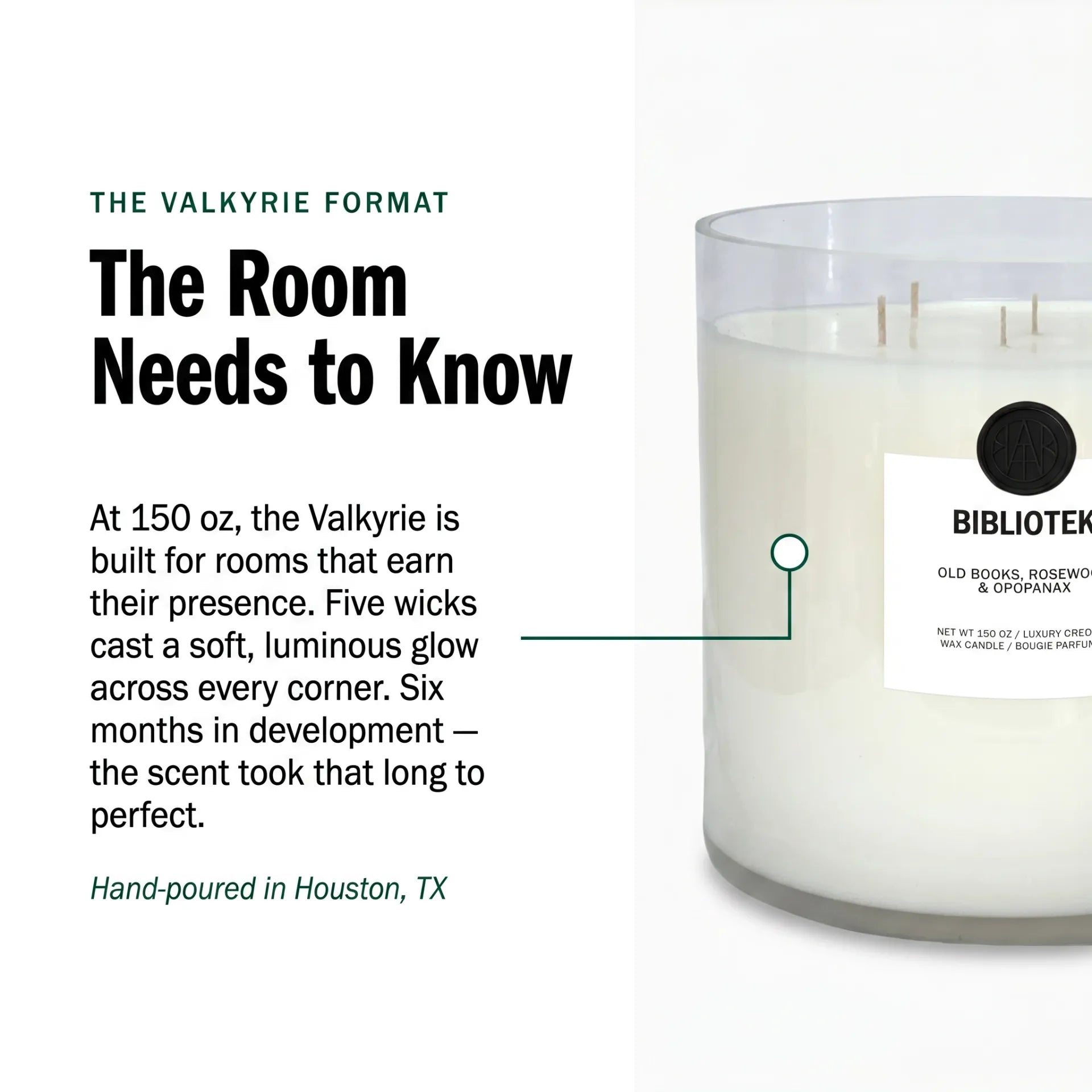 AEMBR The Valkyrie Bibliotek candle with intricate design, featuring a tall, elegant wax candle in a decorative holder.