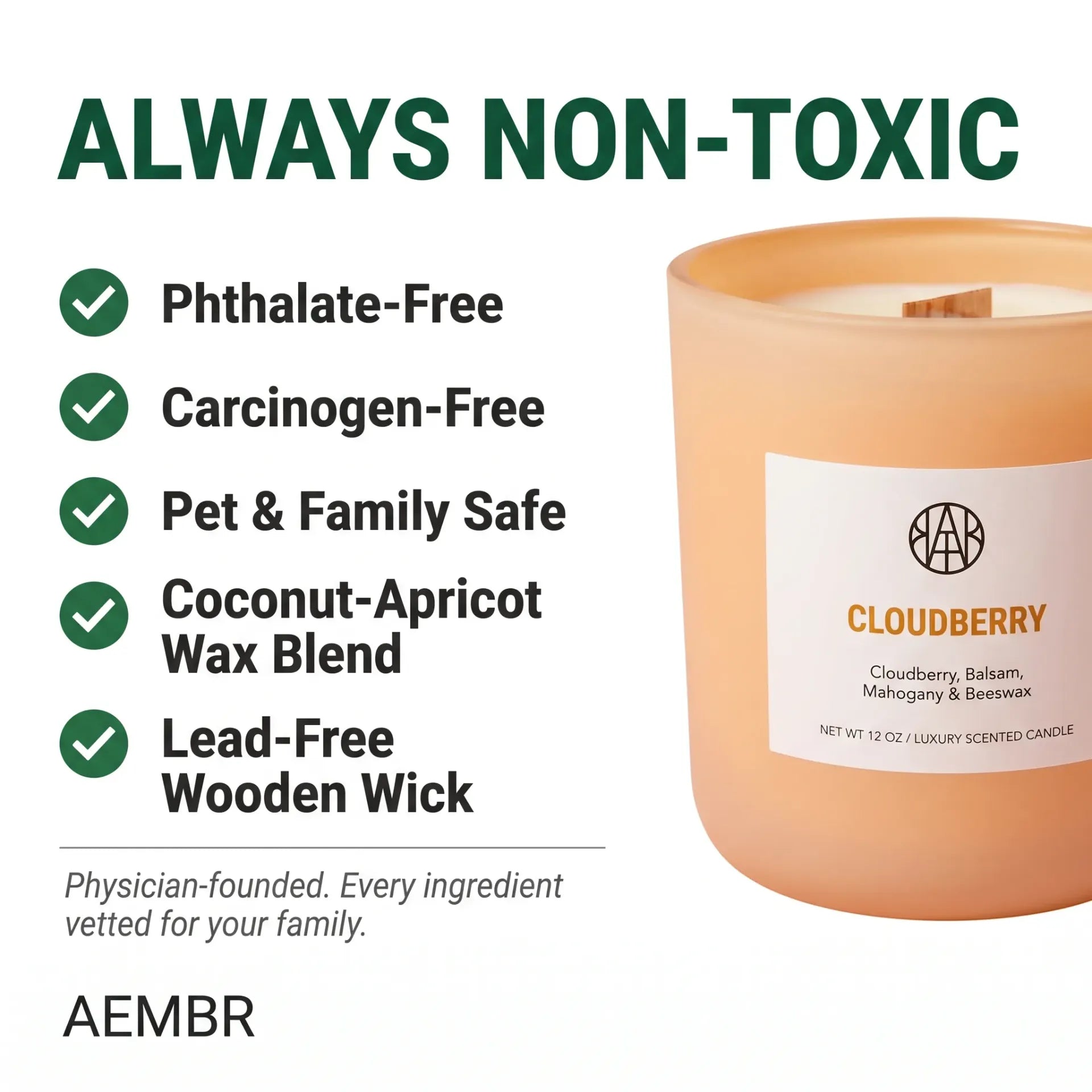 AEMBR Cloudberry Candle with a white wax body and a lit wick, showcasing a cozy and inviting candle design.