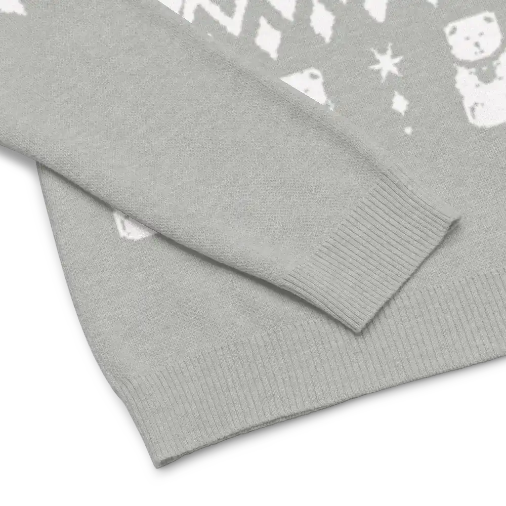 AEMBR classic fit knitted crew neck sweater in light grey with white winter pattern details