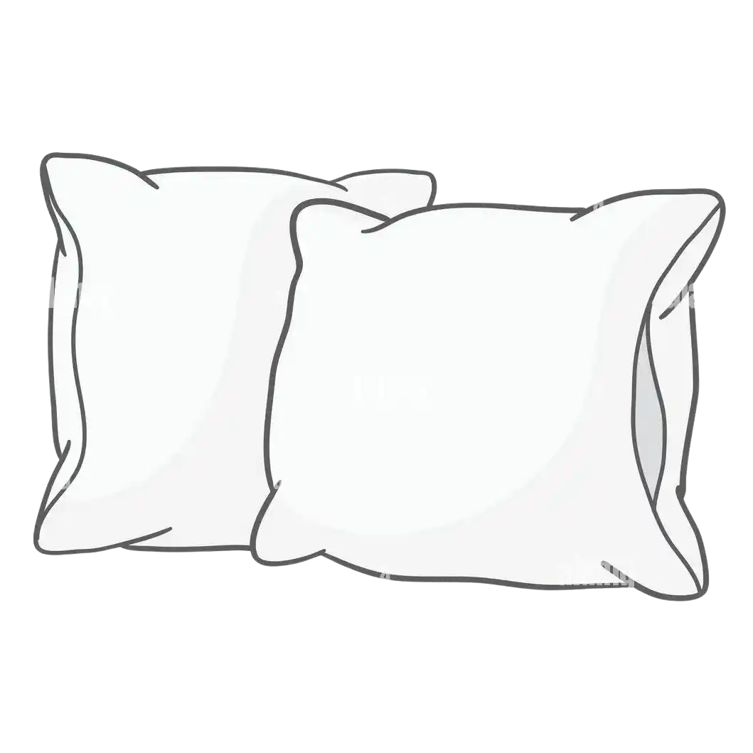 white non-toxic pillow cushion pair illustration on white background