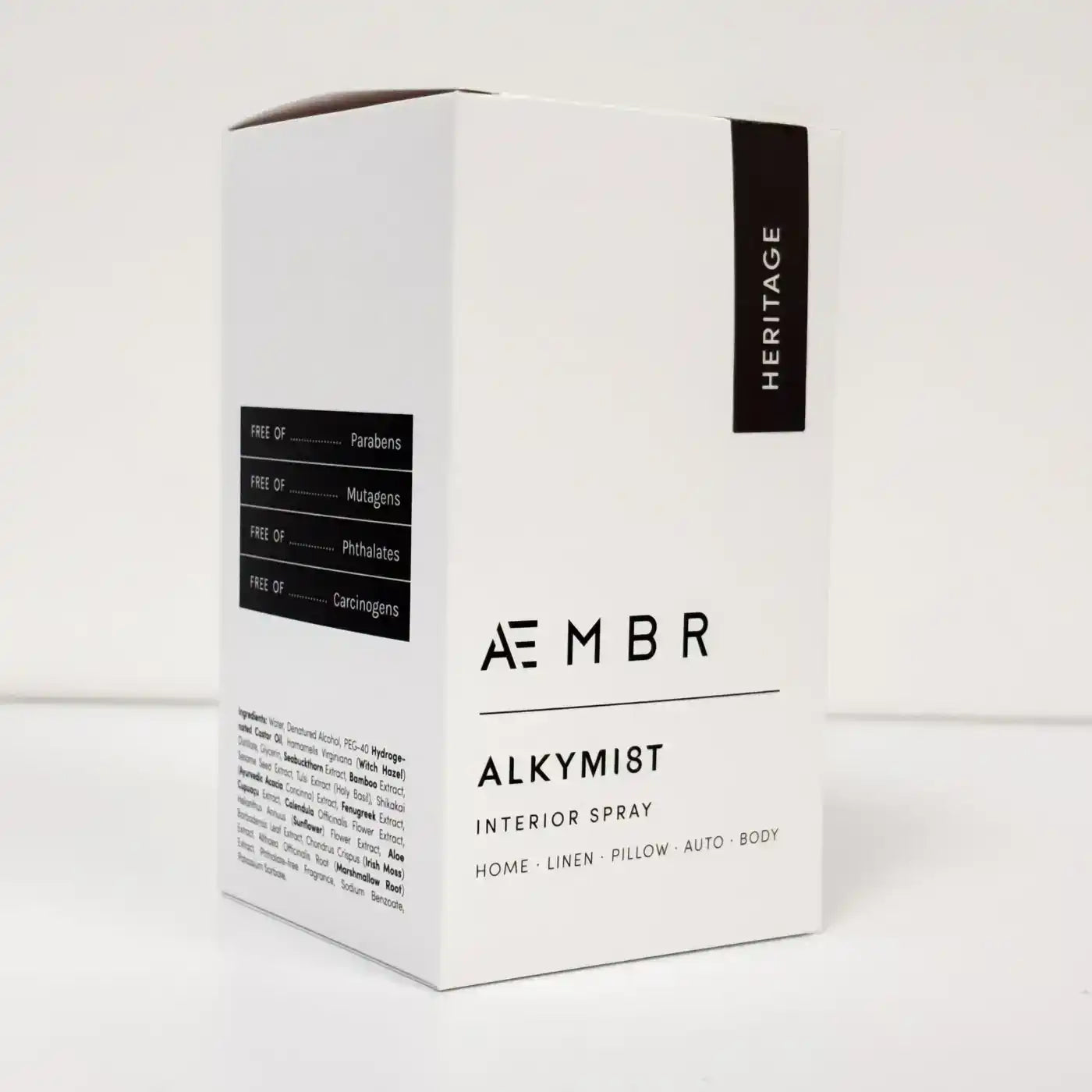 AEMBR ALKYMi8T non-toxic interior spray box, free from parabens, phthalates, mutagens.