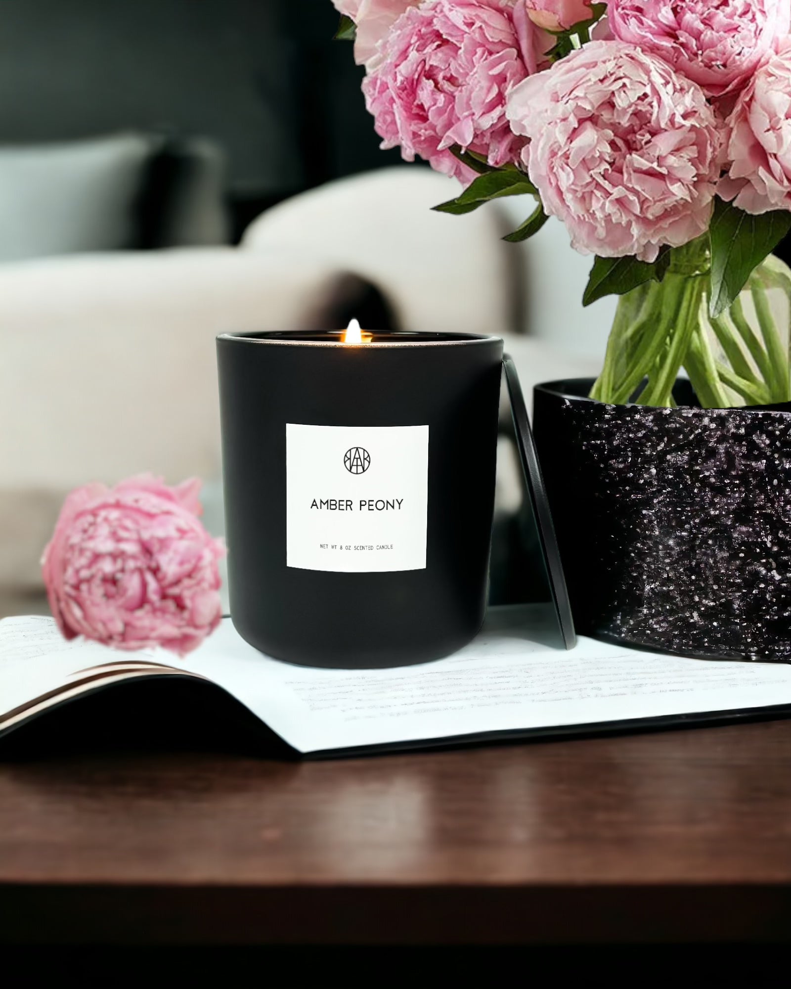 amber peony jar scented candle aembr