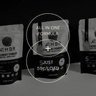 AEMBR non-toxic laundry powder pouches in minimal black and white, all in one formula, 59¢ per load
