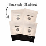 AEMBR non-toxic laundry powder sample packs in four scents for 8 loads total.