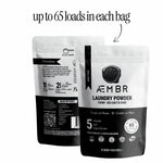 AEMBR non-toxic laundry powder bags with 65 loads, sea salt and sage scent, home safe detergent.