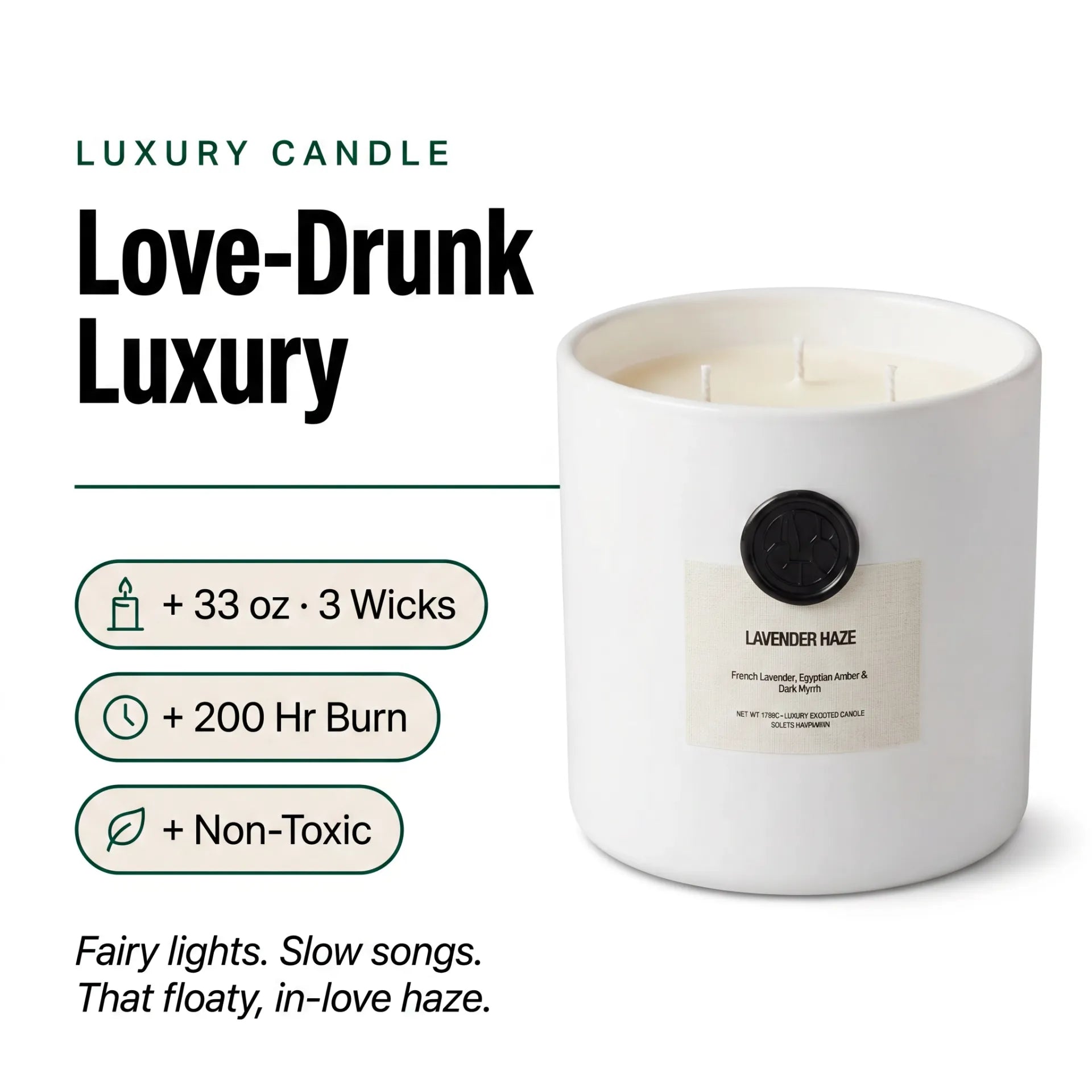 AEMBR Lavender Haze candle from The Viking collection, featuring a sleek glass jar with a lavender-colored wax candle inside.