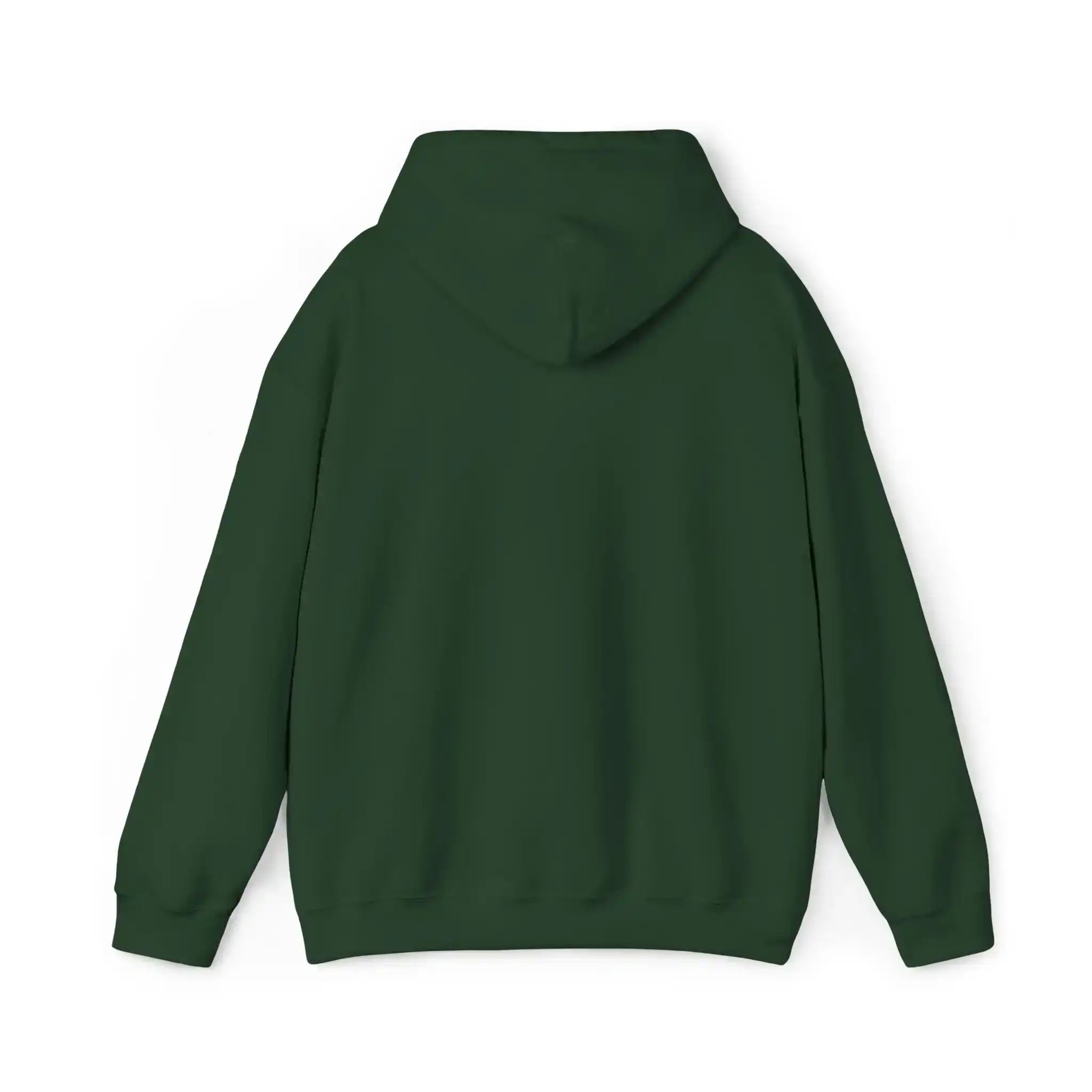 AEMBR dark green hoodie, back view, minimalist design on white background