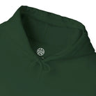 AEMBR dark green hoodie with drawstring and logo on the inner collar