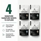 AEMBR laundry powder scent sampler pack with multiple small bottles of different fragrances for laundry bundles.