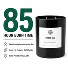 AEMBR Amber Oud Candle with warm amber-colored wax and a wooden wick, perfect for creating a cozy ambiance.