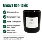 Amber Oud candle from AEMBR, featuring a tall, elegant glass container with a warm amber and oud fragrance scent.
