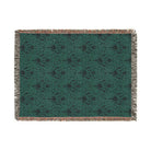 AEMBR green patterned woven throw blanket with fringe edges, home decor textile