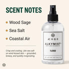 Alkymist® Fjord multi-use room spray by AEMBR featuring a sleek bottle with a fresh, aquatic fragrance.