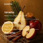 AEMBR Leaves scent notes with pear, apple, lemon, pine, cinnamon, clove, and amber on display.