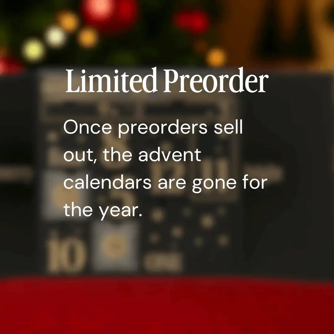 AEMBR limited preorder announcement for advent calendars with festive background