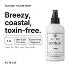 AEMBR Alkymist® Fjord Room Spray, multi-use fragrance bottle with sleek design and elegant labeling on a neutral background.