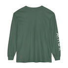 AEMBR green long sleeve shirt with brand logo on the right sleeve, back view