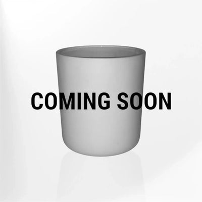 Coming soon placeholder for non-toxic candle in white glass jar on plain background