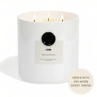 AEMBR FJORD scented candle with three wicks, sea salt, blonde woods, and sage notes.