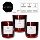 AEMBR autumn collection: three scented candles and free wax melts in Pumpkin Teakwood, Leaves, and Spiced Oatmilk.