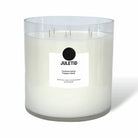 AEMBR JULETID coconut wax candle in clear glass jar, labeled Christmas Spices Fireplace Hearth.