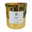 AEMBR JULETID scented candle in gold jar, Christmas spices and fir balsam fragrance.