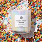 AEMBR Saturday Morning Cartoons candle on colorful cereal and milk, non-toxic home fragrance