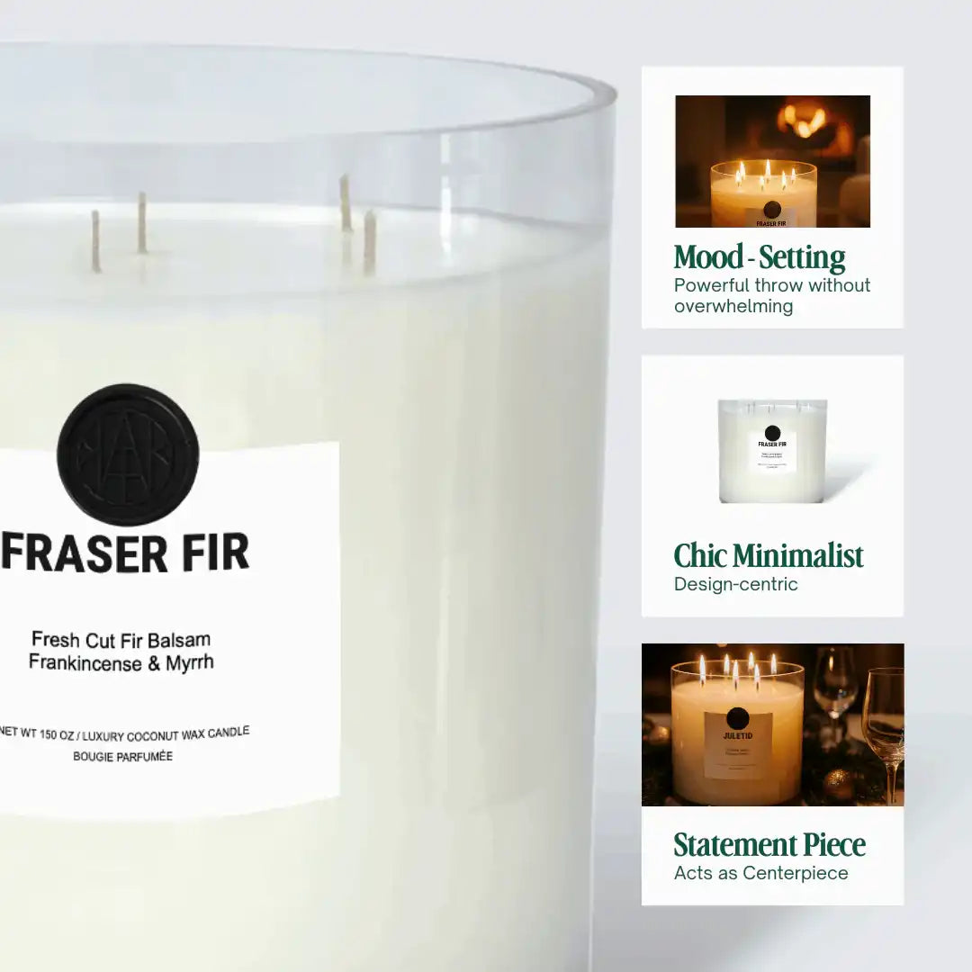 AEMBR Fraser Fir luxury coconut wax candle, minimalist design, home centerpiece, non-toxic