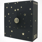 AEMBR 2025 advent calendar box, black with gold stars and logo, luxury holiday gift packaging