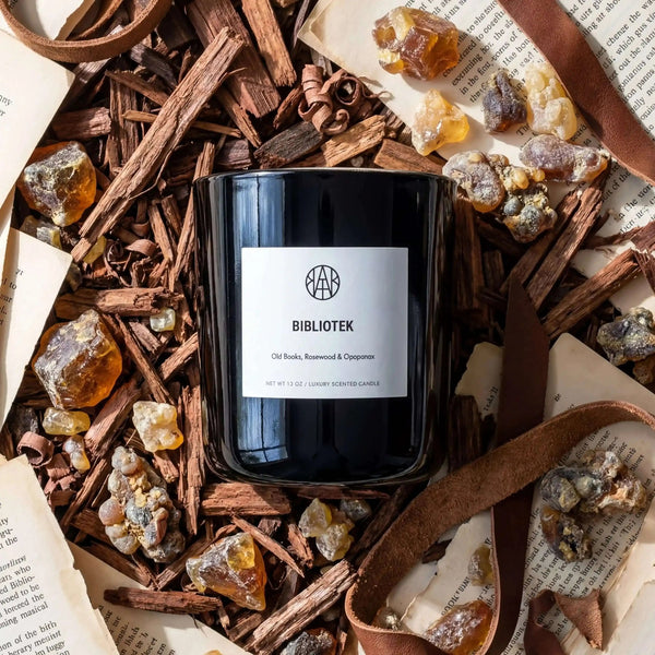 キャンドル YOBEK CANISTER CANDLE CIBONE BIOTOP BIBLIOTEK - A Luxury Non-Toxic Candle for Booklovers - by AEMBR