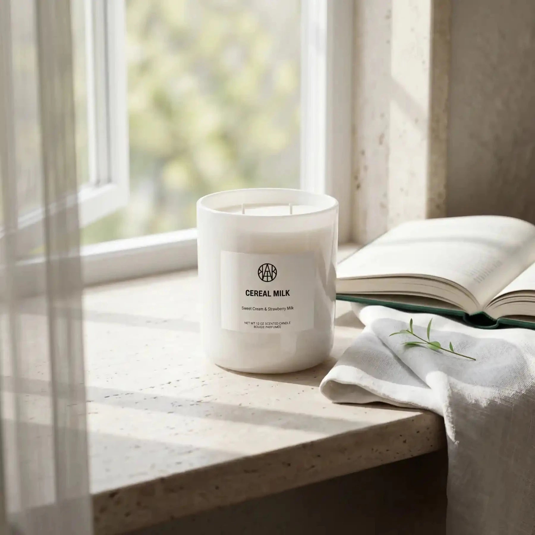AEMBR Cereal Milk Candle with a creamy, milk-inspired design, perfect for cozy home decor and aromatic ambiance.