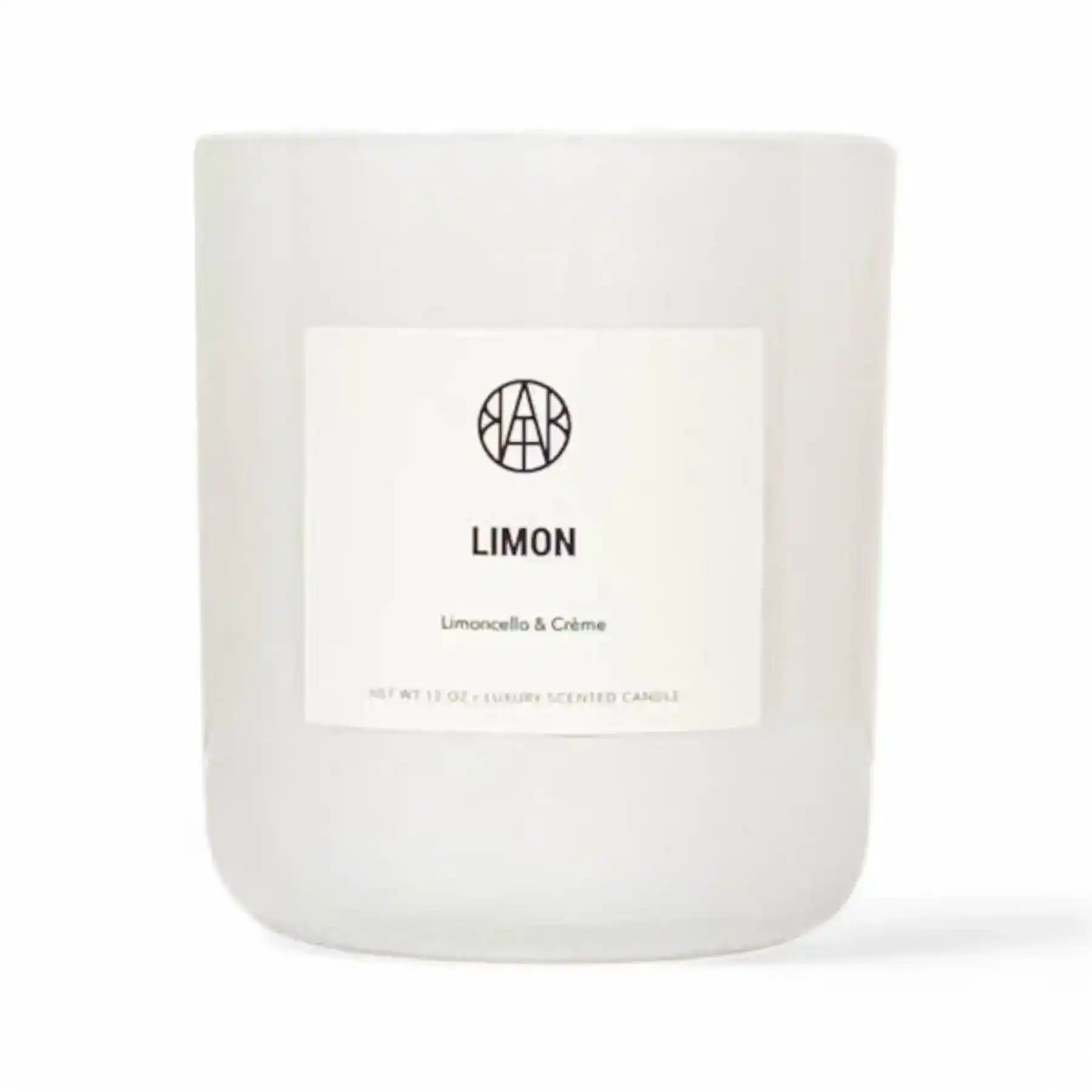 AEMBR Limon Candle with a clear glass jar, featuring a fresh lemon scent and a simple, elegant design.