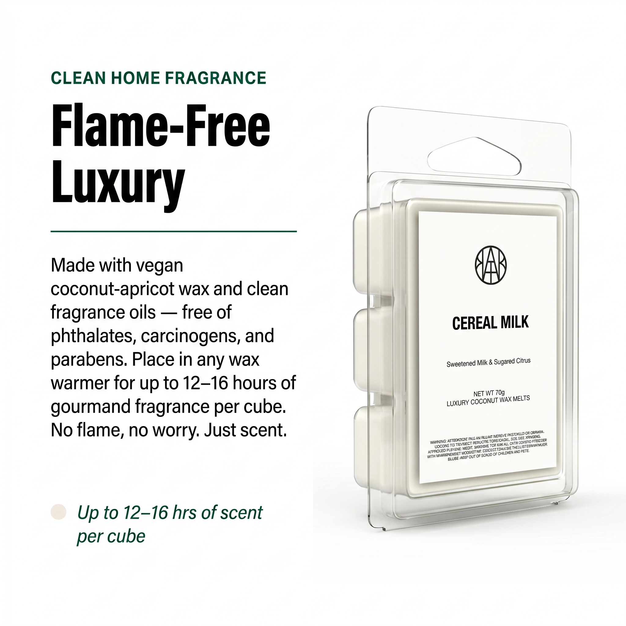 AEMBR Cereal Milk Wax Melt - Flame-Free Luxury - Coconut Apricot Wax - Up to 12-16 Hours Per Cube