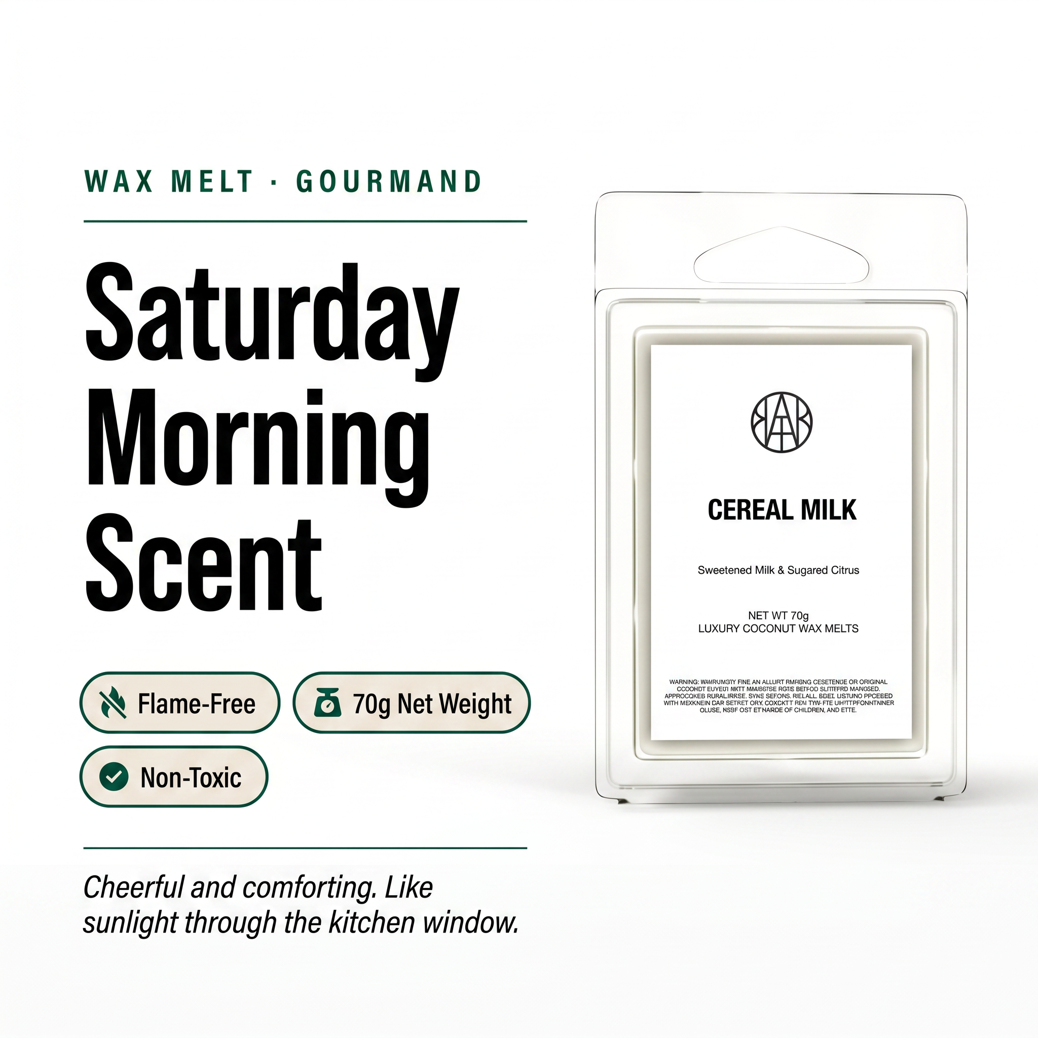 AEMBR Cereal Milk Luxury Coconut Wax Melts 70g - Flame-Free Gourmand Fragrance - Saturday Morning Scent