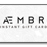 AEMBR instant gift card with abstract line pattern background, modern minimalist design